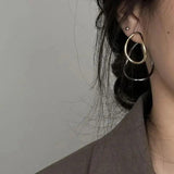 925 Silver Needle Geometric Earrings Women INS Style Cold Light Oval Earrings
