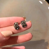 French Retro Round Electroplated Needle Cold Light Earrings