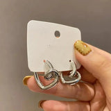 Heart Shaped Earrings Retro Copper Plated Small Earrings