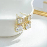 Geometric Zirconia Earrings Square Design