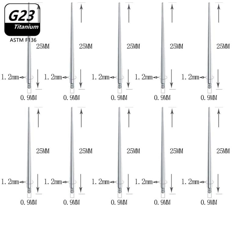 10pcs G23 Titanium Puncture Needle Guide Belly Lip Ear Eyebrow Tools