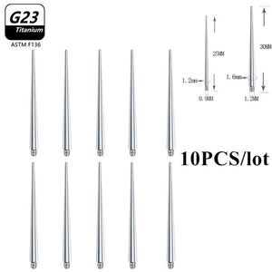 10pcs G23 Titanium Puncture Needle Guide Belly Lip Ear Eyebrow Tools