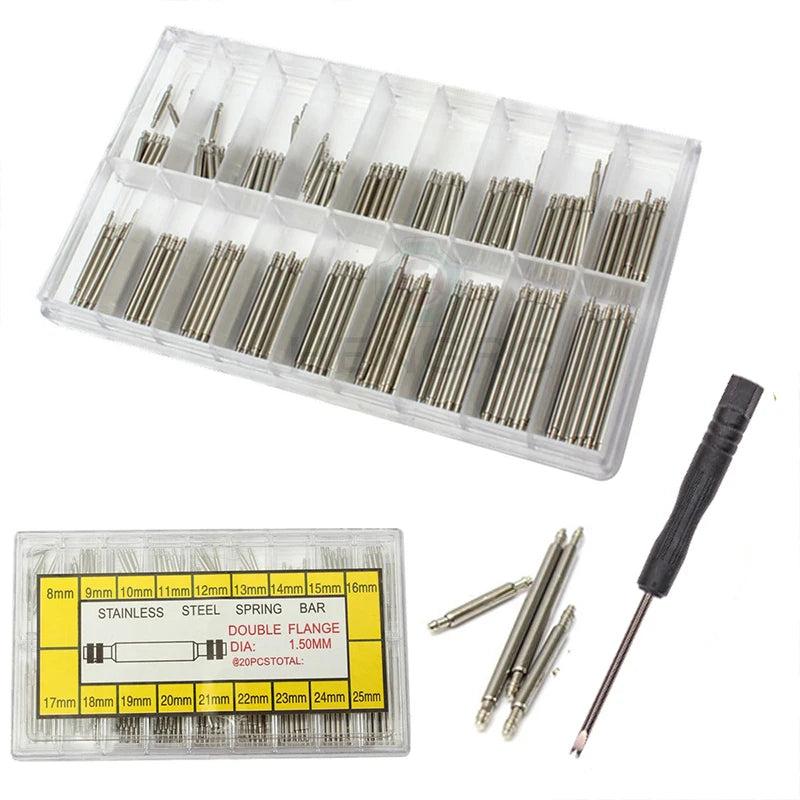 270pcs Stainless Steel Spring Bar Watch Band Set 8-25mm Strap Belt T