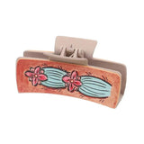 4 Inch Western Hair Claw Clip Sunflowers Cactus Print Hair Accessory Women