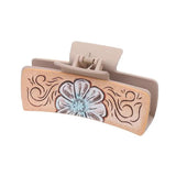4 Inch Western Hair Claw Clip Sunflowers Cactus Print Hair Accessory Women