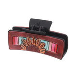 4 Inch Western Hair Claw Clip Sunflowers Cactus Print Hair Accessory Women