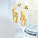 Geometric Titanium Plated Earrings U-shaped Patchwork Spring Electroplated