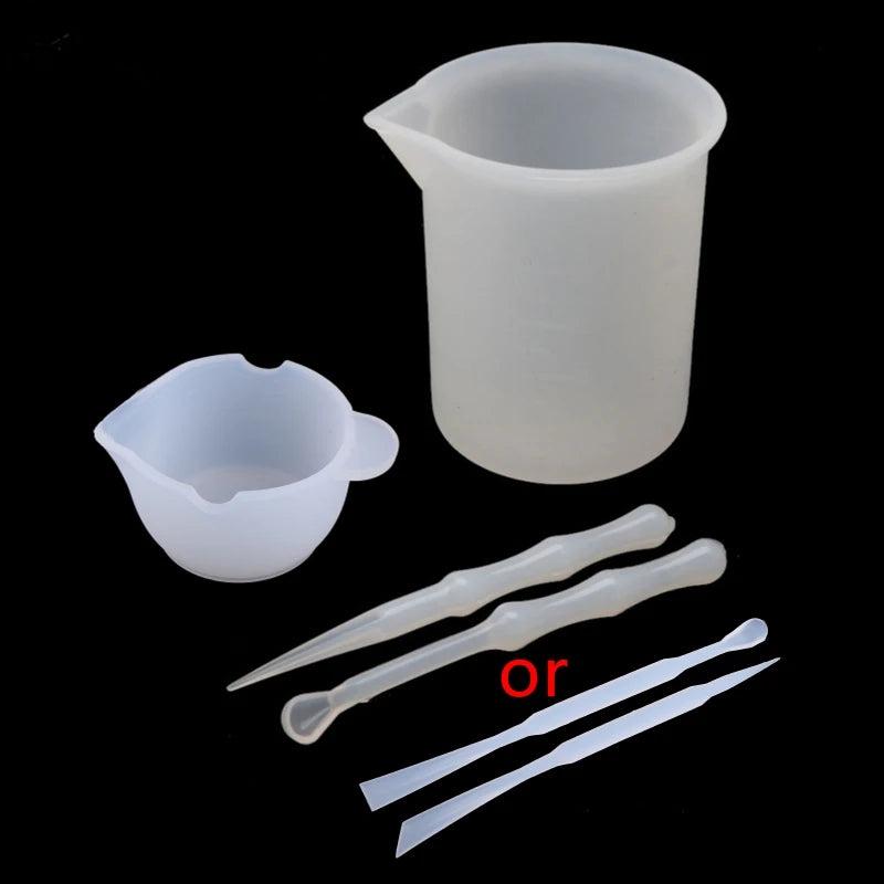 4Pcs Reusable Silicone Resin Mixing Measuring Cups Kit UV Epoxy Jewelry Tools