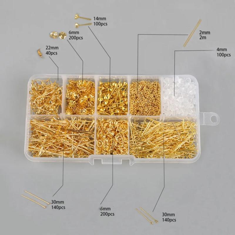 10-grid Metal Accessories Set for DIY Earrings Ear Clips Tool