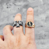 Golden Lightning Men Rings Stainless Steel Hip Hop Plated Class