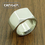 Punk Size 7~13# Screw Nut Biker Ring 316L Stainless Steel Jewelry Silver