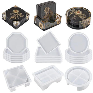 Coaster Sets Silicone Mold DIY Epoxy Resin Crafts Jewelry Making Tools Mould