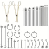 42pcs Stainless Steel Ear Nose Ring Hoop Jewelry Set for Body Piercing