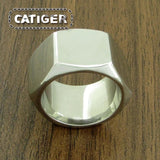 Punk Stainless Steel Biker Ring Silver High Polish Motor Hexagon Rings