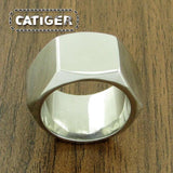 Punk Stainless Steel Biker Ring Silver High Polish Motor Hexagon Rings