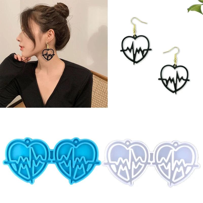 Love Heart Shape Earrings Mold for DIY Jewelry Making