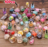 10PCS Glass Bottles Bubble Tea Cup Style Earrings Charms DIY Keychain Bracelets