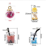 10PCS Glass Bottles Bubble Tea Cup Style Earrings Charms DIY Keychain Bracelets