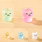10pcs Luminous Cat Charms for Jewelry Making Resin Animals Floating Pendant