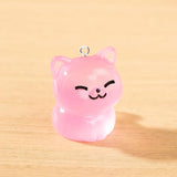 10pcs Luminous Cat Charms for Jewelry Making Resin Animals Floating Pendant