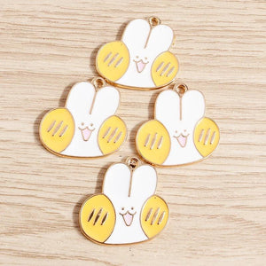 10pcs Mix Enamel Animal Rabbit Charms for DIY Jewelry Making