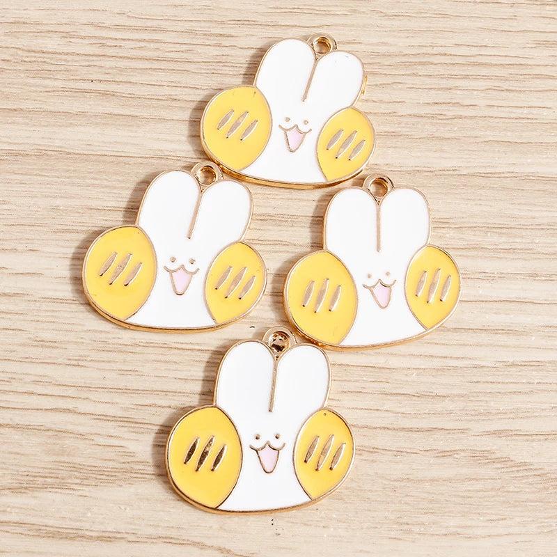 10pcs Mix Enamel Animal Rabbit Charms for DIY Jewelry Making