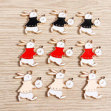 10pcs Mix Enamel Animal Rabbit Charms for DIY Jewelry Making
