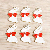 10pcs Mix Enamel Animal Rabbit Charms for DIY Jewelry Making