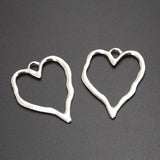 25pcs Silver 37x29mm Hollow Heart Charms Love Pendant DIY Jewelry Making