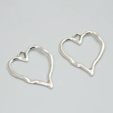 25pcs Silver 37x29mm Hollow Heart Charms Love Pendant DIY Jewelry Making