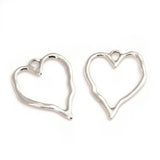 25pcs Silver 37x29mm Hollow Heart Charms Love Pendant DIY Jewelry Making