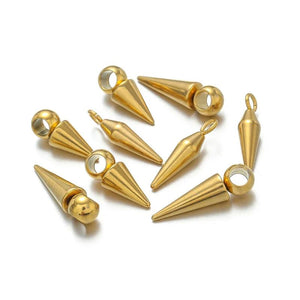 10pcs Stainless Steel Cone Charms Hoop Earrings Punk Ear Studs DIY Jewelry