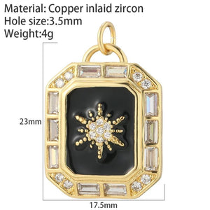 Enamel Bee Geometric Charms for Jewelry Making