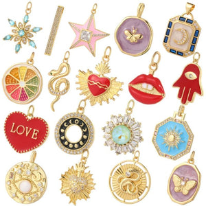 Enamel Bee Geometric Charms for Jewelry Making