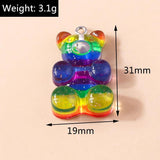 10Pcs Gradient Glitter Resin Bear Charms for Jewelry Making