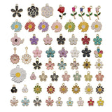 60PCS Enamel Charms Random Mixed Daisy Flower Alloy Necklace Bracelet Drop