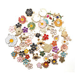 60PCS Enamel Charms Random Mixed Daisy Flower Alloy Necklace Bracelet Drop