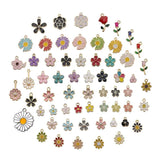 60PCS Enamel Charms Random Mixed Daisy Flower Alloy Necklace Bracelet Drop