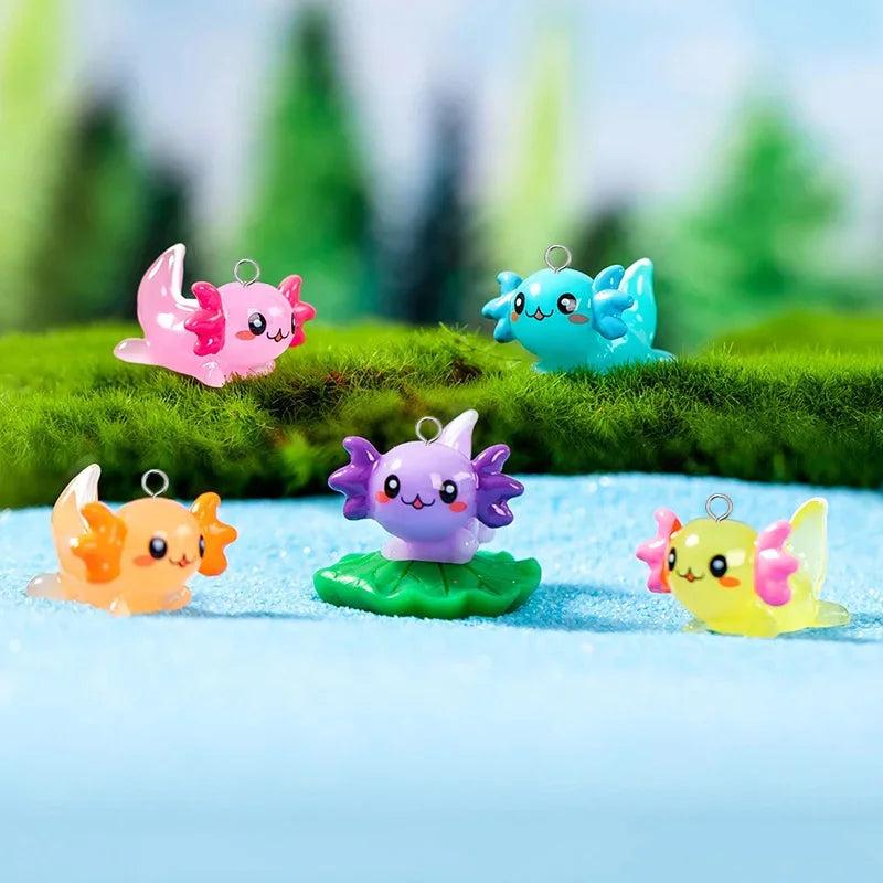 10pcs 3D Axolotl Fish Resin Charms Earring Keychain Pendant