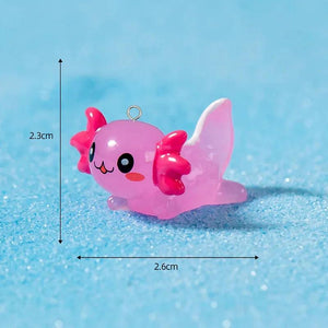 10pcs 3D Axolotl Fish Resin Charms Earring Keychain Pendant