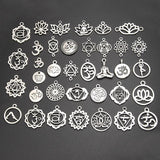 30pcs Silver OM/OHM/3D Sign Charms Yoga Lotus Pendant Mix for DIY Jewelry Making