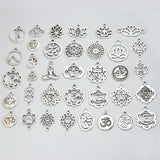30pcs Silver OM/OHM/3D Sign Charms Yoga Lotus Pendant Mix for DIY Jewelry Making