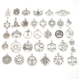 30pcs Silver OM/OHM/3D Sign Charms Yoga Lotus Pendant Mix for DIY Jewelry Making