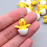 10pcs Small Yellow Duck Charms for Earring DIY Jewelry