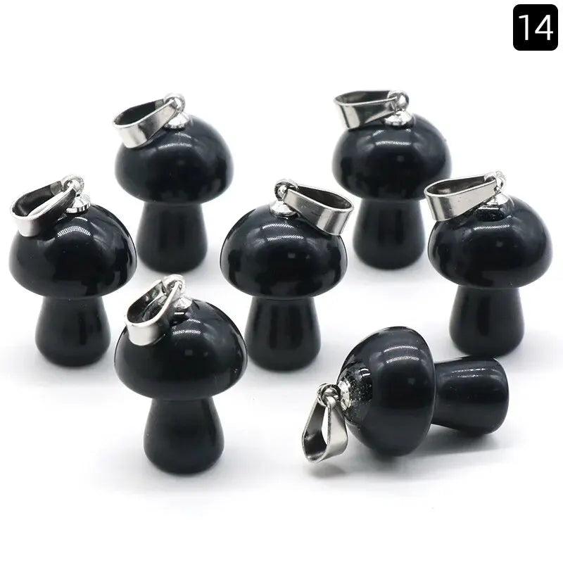 7pcs 15x20mm Natural Stone Mushroom Pendant Set for DIY Jewelry Making