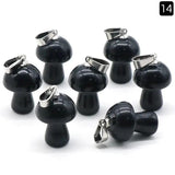 7pcs 15x20mm Natural Stone Mushroom Pendant Set for DIY Jewelry Making