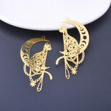 6pcs Stainless Steel Moon and Cat Charms Brass Pendant DIY Jewelry