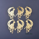 6pcs Stainless Steel Moon and Cat Charms Brass Pendant DIY Jewelry