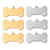 3pcs Stainless Steel Pet Dog Bone Tag, Paw Pendant DIY Charm