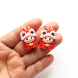 6pcs Dragon Baby Charms Red Lucky Animal Pendant DIY Jewelry